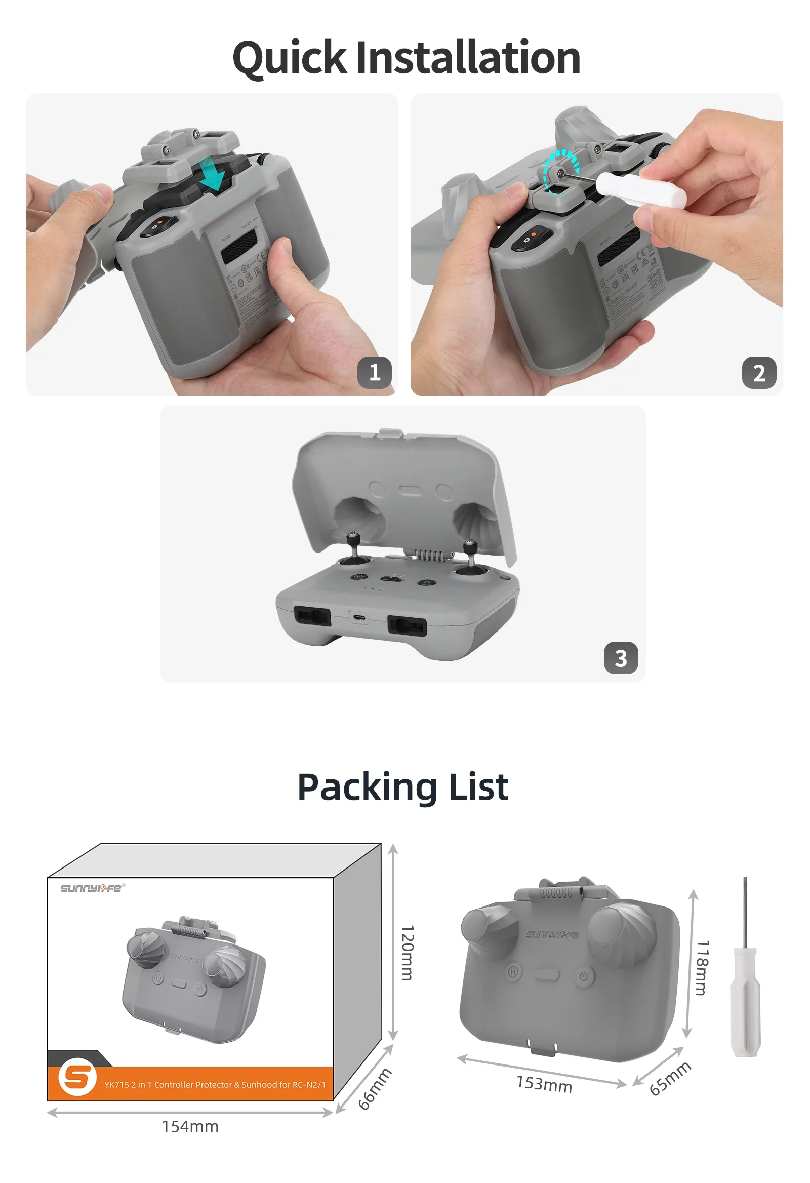 2 في 1 وحدة تحكم حامي SunHood  - مراجعة Drone Dji Rc N2 وسعره