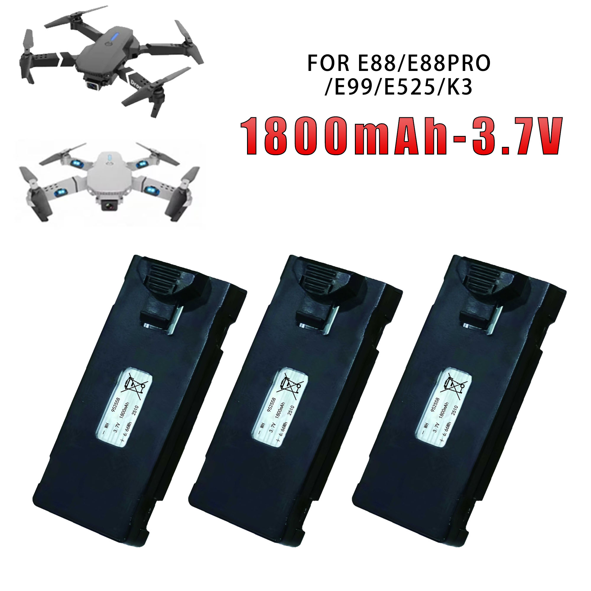بطارية E88 3.7 فولت 1800 مللي  - مراجعة Eachine Drone E58 وسعره